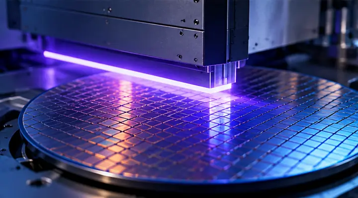 Excimer laser line beam processing a semiconductor wafer