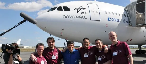 Group of participants in front of the ZERO-G aircraft