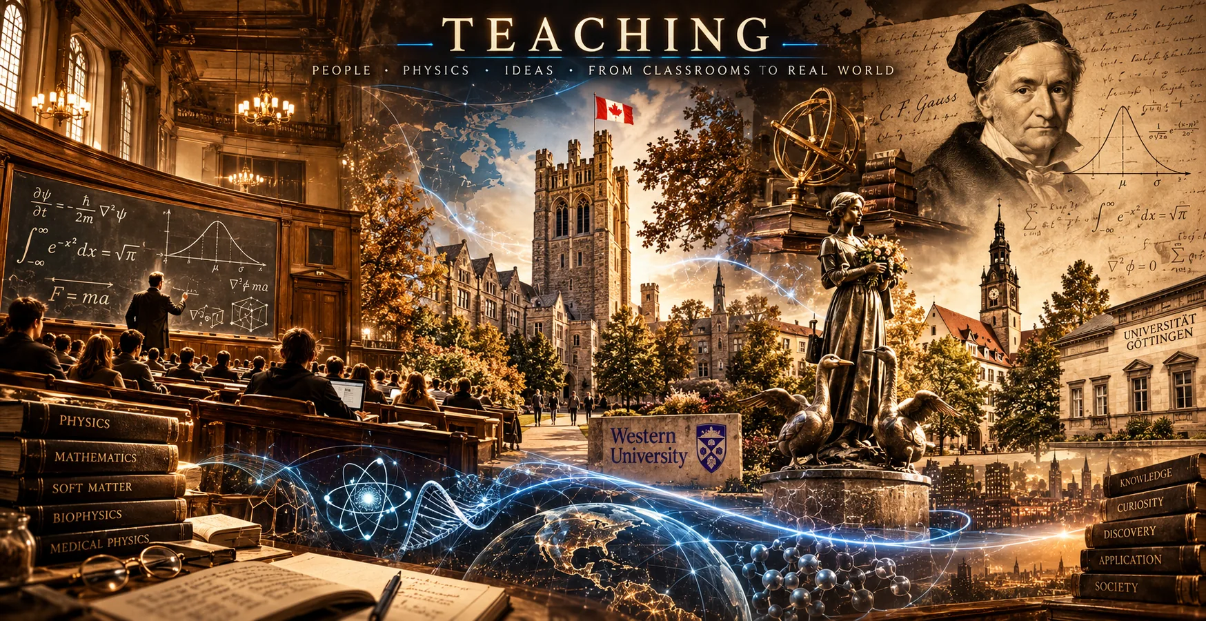 Teaching across physics, mathematics and interdisciplinary science in Göttingen and Canada